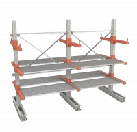 Складской консольный стеллаж для склада 2500x4500x1400 (16 консолей) с настилом